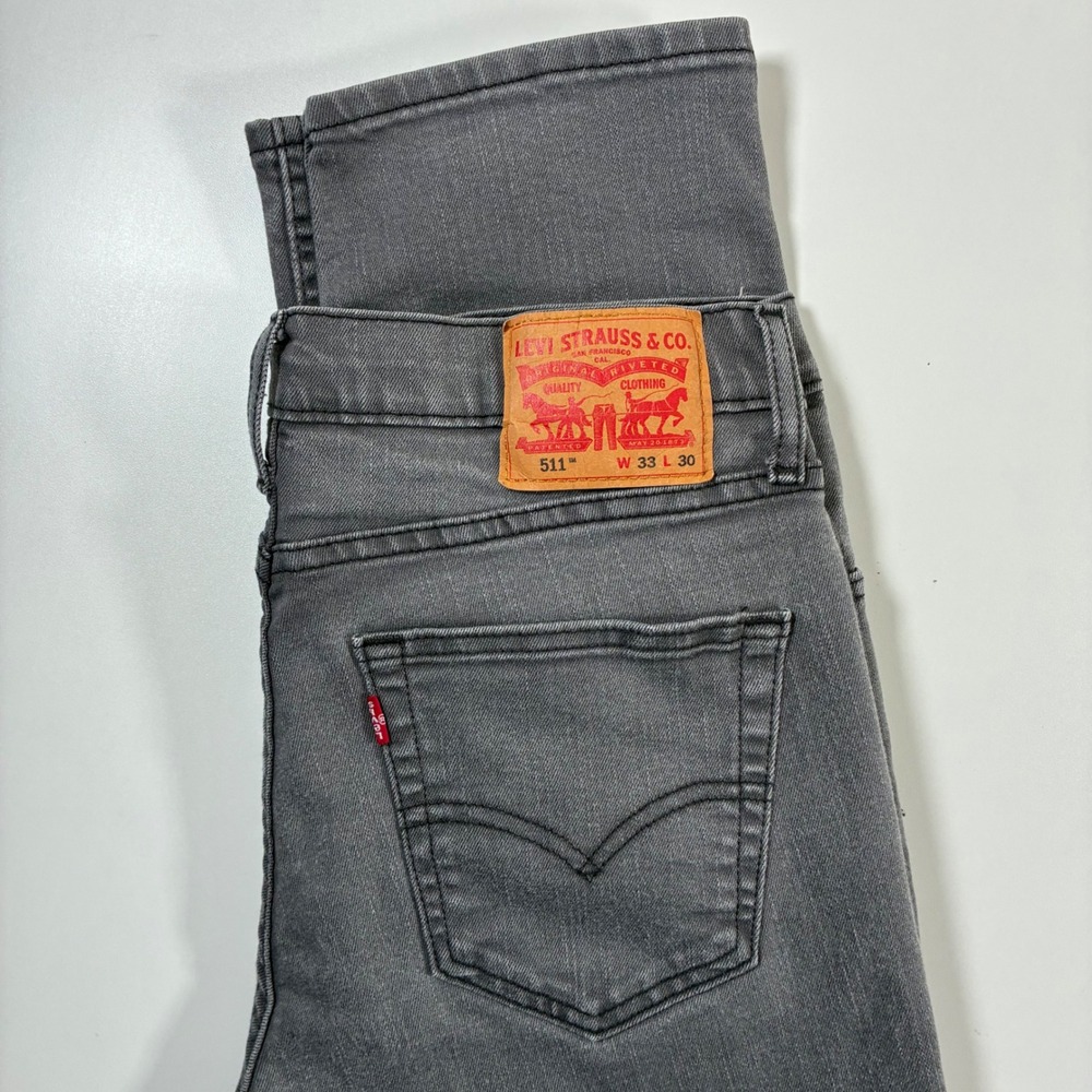 Levi's 511 Slim Fit Jeans Mens 33x30 Grey Denim Pants 5 Pocket Classic Stretch